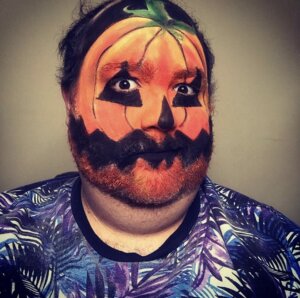 Example of Pumpkin character stage makeup