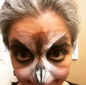 Example of Owl character stage makeup
